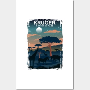 Kruger National Park Night Travel Poster South Africa Posters and Art